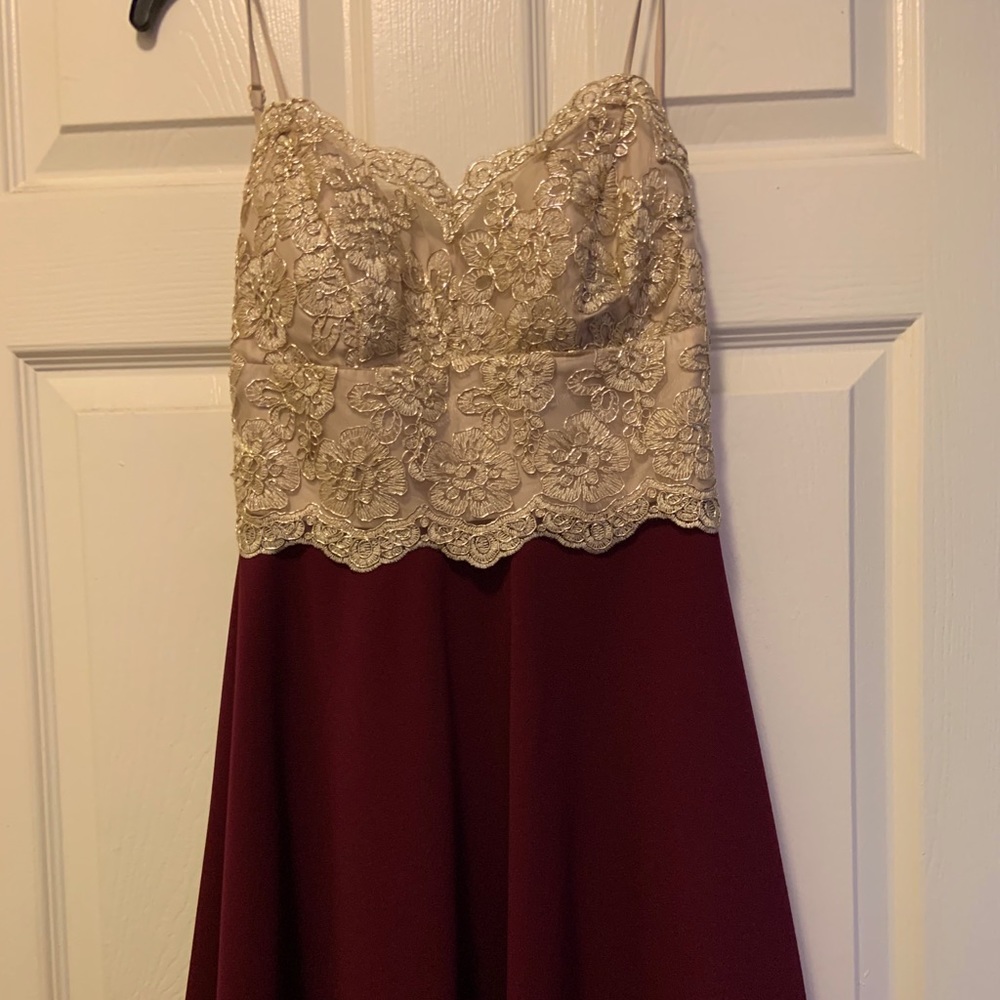 Gold and Burgundy Homecoming Dress